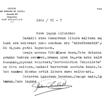 Euskaltzaindia.  Gutunak:  Zavalaren gutuna Auspoaren liburu salmentei buruz