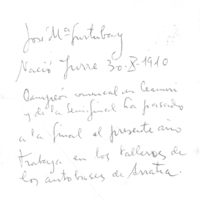 Bertsolaritza:  Jose Maria Gurtubairen karneteko argazkia : sobre baten barruan (Mañukortak Ferroletik  bidalitako eskutitzaren sobrea)
