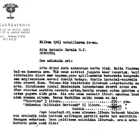 Euskaltzaindia.  Gutunak:  Irigoienen gutuna Auspoaen liburu salmenten gain