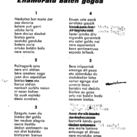 Bertsolaritza.  Bertso paperak:  Izenburua: Enamoratu baten gogoan