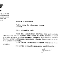 Euskaltzaindia.  Gutunak:  Irigoienen gutuna Euskaltzaindiari buruzko informazio bat egunkarietan agertu den  galdetuz