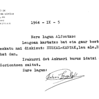 Euskaltzaindia.  Gutunak:  Zavalaren gutuna Euskal Kantak liburua eskatuz