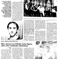 Bertsolaritza.  Euskal Herriko Bertsolari Elkartea:  Euskal Herriko Bertsolari Elkartearen sorrera
Izenburuak: Bertsolari Elkartea sortuko da gaur Donostian ; Bihar gauean Lea-Artibaiko bertsol ligaren  azken saioa Mendexako pilotalekuan