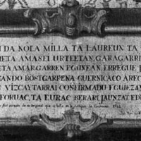 Gernikako (Juntetxeko?) horma bateko irudaren kopia, XIV. mendeko euskarazko testuaren  kopia, 1773an egina (Es copia fiel sacada de su original que se halla en la Antigua de Guernica. 1773, Jph.  Ign. de Urrutia):  