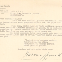 Pedro Mari Otañoren omenaldiaren antolaketa (1965-05-09 Zizurkil)