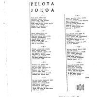Bertsolaritza. Bertso-paper sariak.  Euskal Pelotaren Gipuzkoako Elkartea:  Izenburua:  Pelota jokoa
