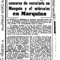 Bertsolaritza:  Izenburua: El domingo, concurso de versolaris en Munguía y el miércoles en Marquina