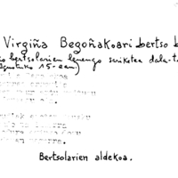 Bertsolaritza:  Bizkaiko bertsolarien lehenengo txapelketa dela ta Begoñako Ama Birgiñari bertso  barriak