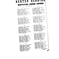 Euskaltzaindiaren sariak.  Xenpelar saria:  Izenburua: Artetxe joan zaigu