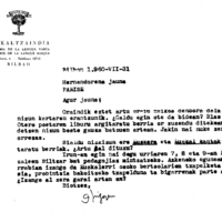 Euskaltzaindia.  Gutunak:  Irigoienen gutuna Bertsolarien Txapelketa Nagusia Hondarrabian  egiteko intentzioaz