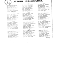 Bertsolaritza. Bertso-paper sariak.  Mendaro Txirristaka bertso-paper saria:  Izenburua:  Jesus Eskisabel