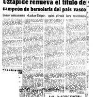 Bertsolaritza:  Izenburua : Uztapide renueva el título de campeón de bertsolaris del País Vasco