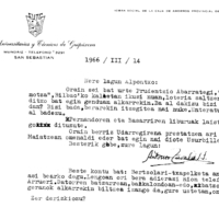 Euskaltzaindia.  Gutunak:  Zavalaren gutuna Prudentzio Abarrategiri buruz galdezka eta  Bertsolari Txapelketa Nagusia antolatzeari buruz