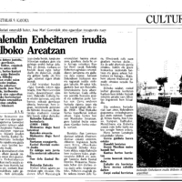 Irigoienen lanak.  Idazlanak:  Izenburua: Balendin Enbeitaren irudia Bilboko Areatzan